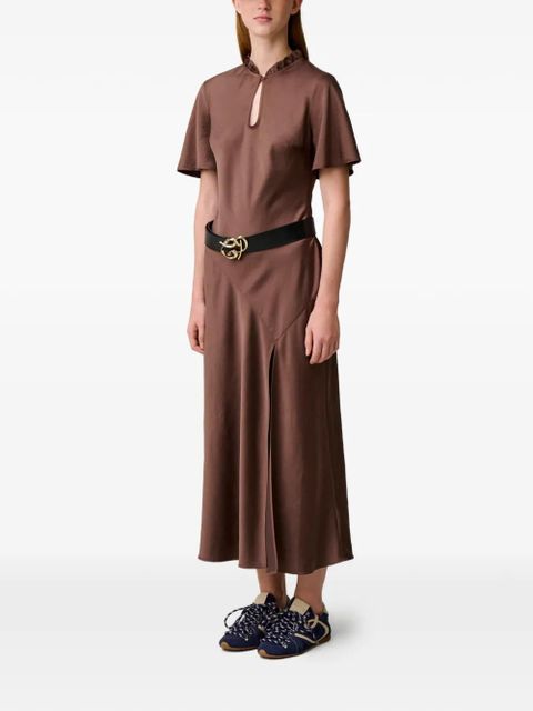 Claudie Pierlot ruffled neck-cutout dress - Brown