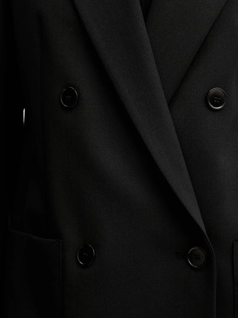 Weekend Max Mara marynarka z dodatkiem wełny VELOCE kolor czarny dwurzędowa gładka 2615041081600