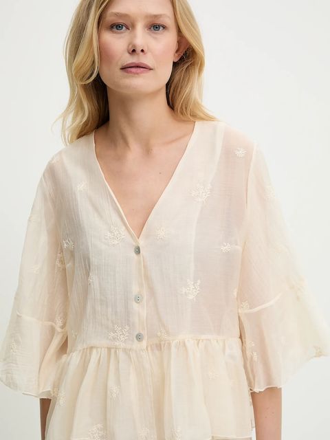 Answear.LAB bluzka damska kolor beżowy gładka