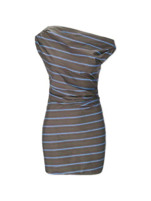 STAUD striped one-shoulder mini dress - Brown - zdjęcie produktu nr 1