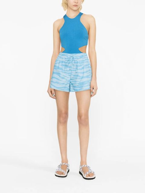 GANNI zebra-print organic cotton shorts - Blue - zdjęcie produktu nr 2