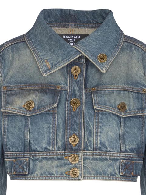 Balmain high-collar two-pockets jacket - Blue - zdjęcie produktu nr 2