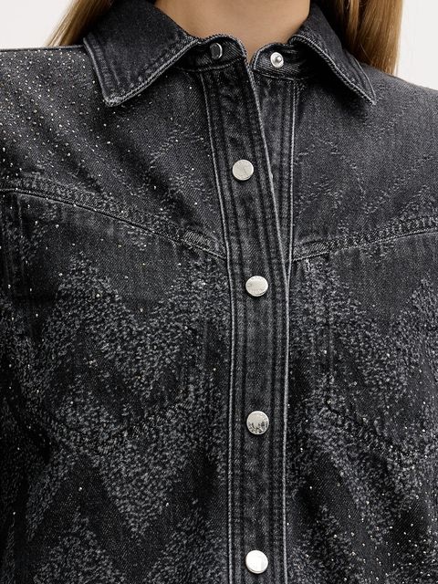 BOSS Orange koszula jeansowa damska kolor szary regular z kołnierzykiem klasycznym 50548445