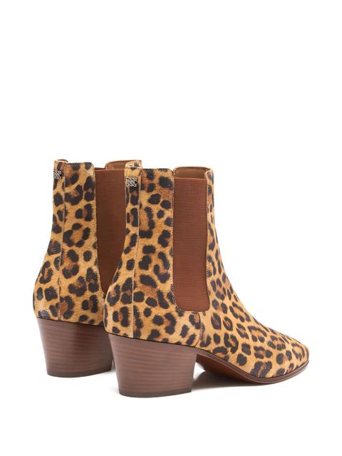 Casadei 50mm leopard-print block-heel ankle boots - Brown