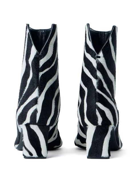 KHAITE animal print pointed toe boots - Black