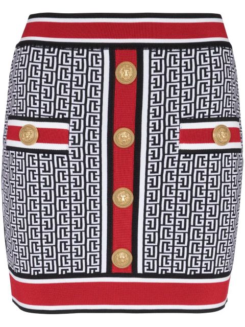 Balmain monogram knitted miniskirt - Blue - zdjęcie produktu nr 1