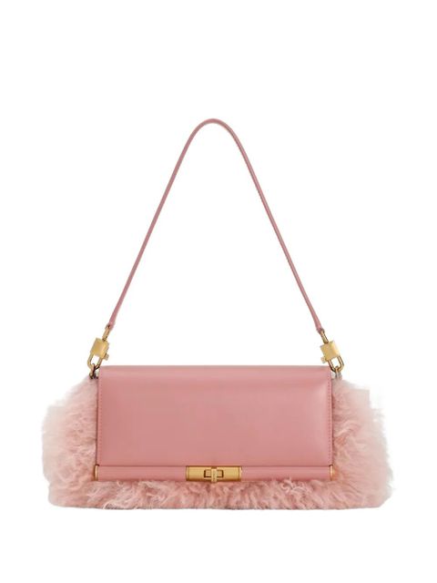 Dolce & Gabbana Marlene shearling and palmellato calfskin shoulder bag - Pink - zdjęcie produktu nr 1