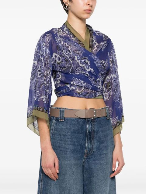 ETRO floral-print tied blouse - Blue