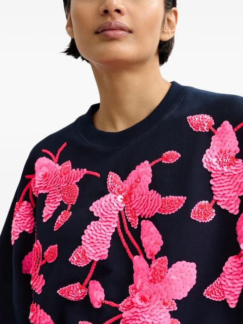 Essentiel Antwerp flower-pattern sequin-embellishment sweatshirt - Blue