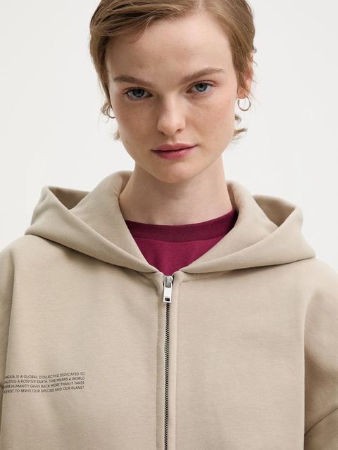 Pangaia bluza bawełniana kolor beżowy z kapturem gładka 10002675