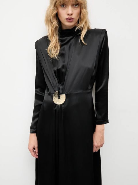 Answear.LAB sukienka kolor czarny maxi prosta