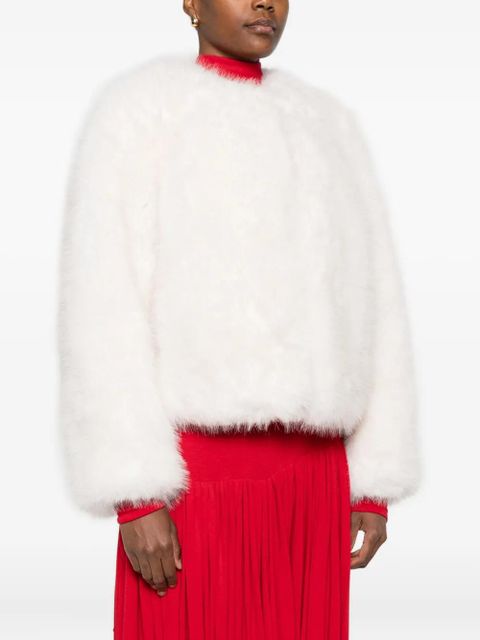 Maje faux-fur cropped jacket - White