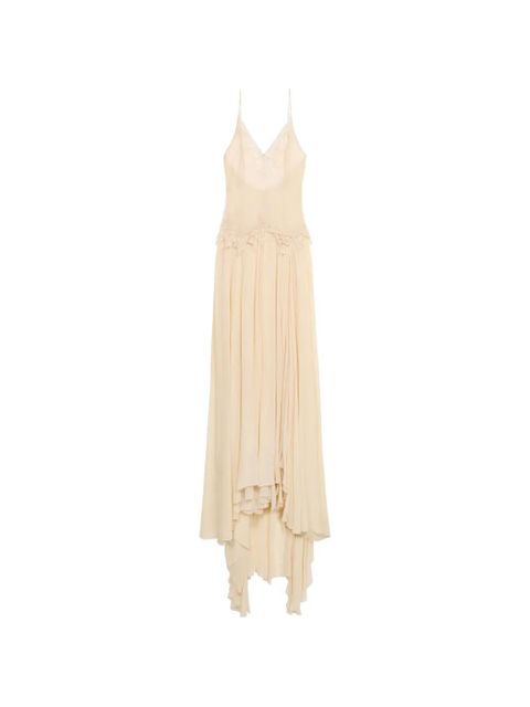Blumarine lace-trimmed georgette dress - Neutrals - zdjęcie produktu nr 1