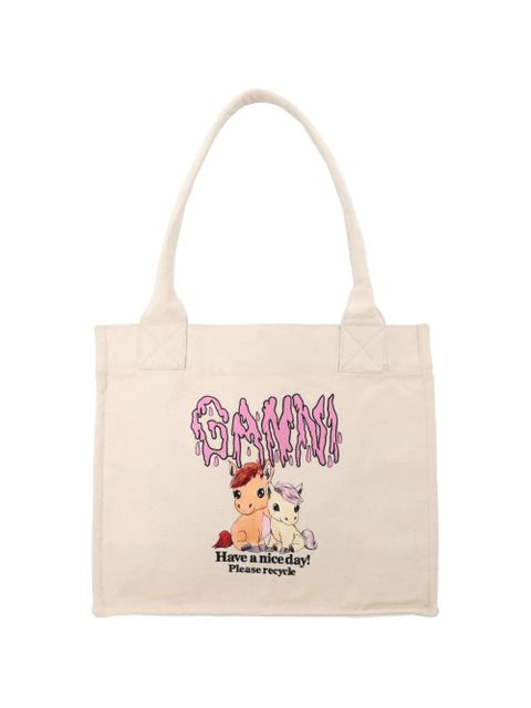 GANNI large graphic pony tote bag - Neutrals - zdjęcie produktu nr 1
