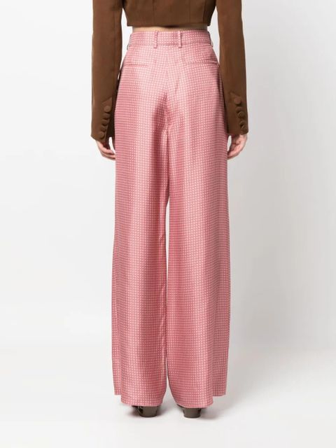 Lanvin geometric-print wide-leg silk trousers - Pink - zdjęcie produktu nr 2