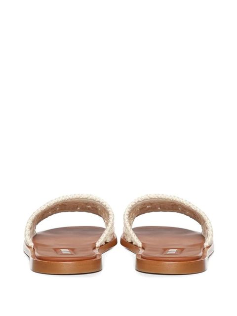 Miu Miu crochet logo-patch sandals - White