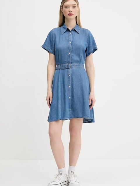 HUGO sukienka kolor niebieski mini rozkloszowana 50538862 - zdjęcie produktu nr 2