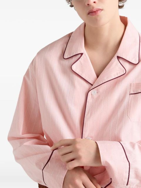 Prada bowling-collar piping cotton shirt - Pink