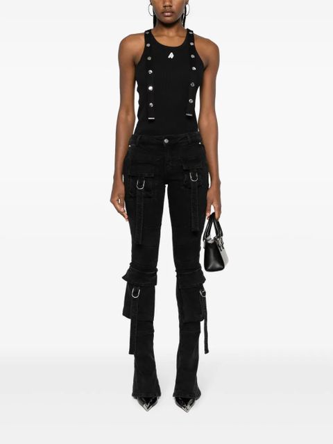 The Attico logo-appliqué ribbed tank top - Black - zdjęcie produktu nr 2