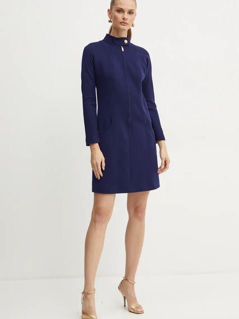 Luisa Spagnoli sukienka wełniana MARILINA kolor granatowy mini prosta 541495 - zdjęcie produktu nr 1