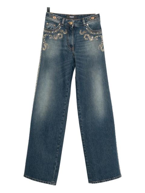 Versace stud-embroidered straight-leg jeans - Blue - zdjęcie produktu nr 1