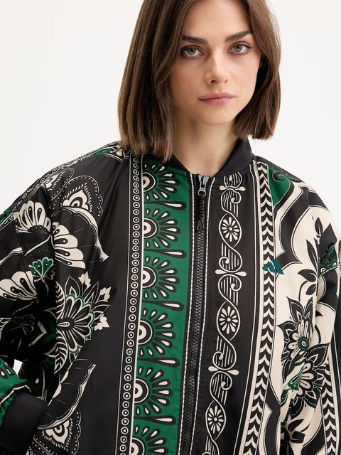 adidas kurtka bomber x Farm Rio kolor czarny przejściowa oversize JL8622