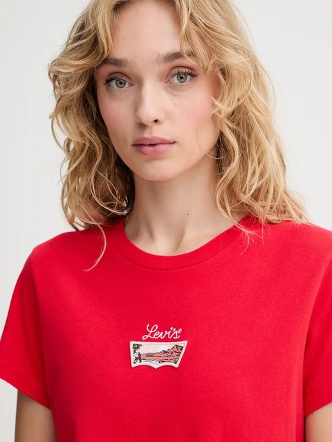 Levi's t-shirt bawełniany damski kolor czerwony 17369