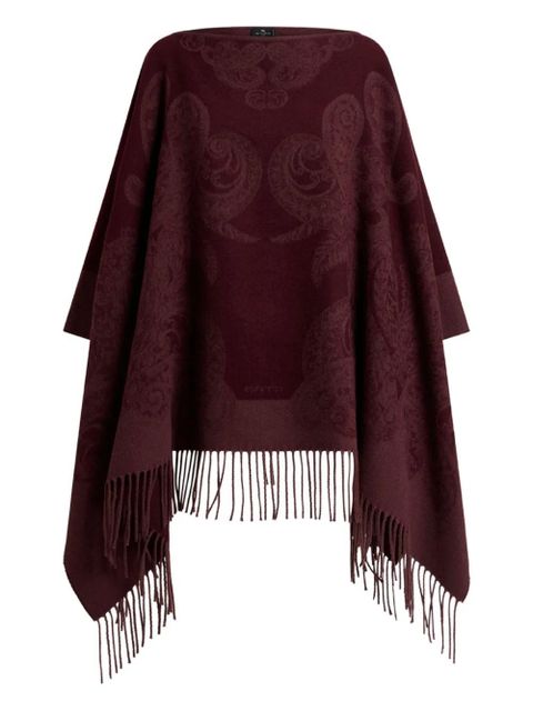 ETRO jacquard-paisley poncho - Red - zdjęcie produktu nr 1