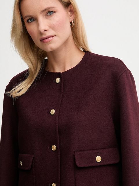 Tommy Hilfiger kurtka z wełną kolor bordowy WW0WW47446