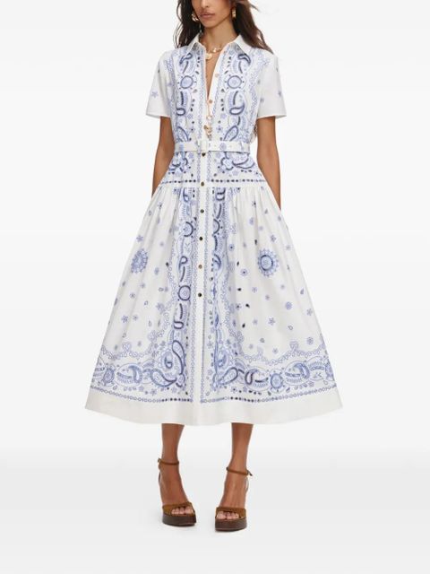 Self-Portrait paisley-print belted shirt dress - White - zdjęcie produktu nr 2