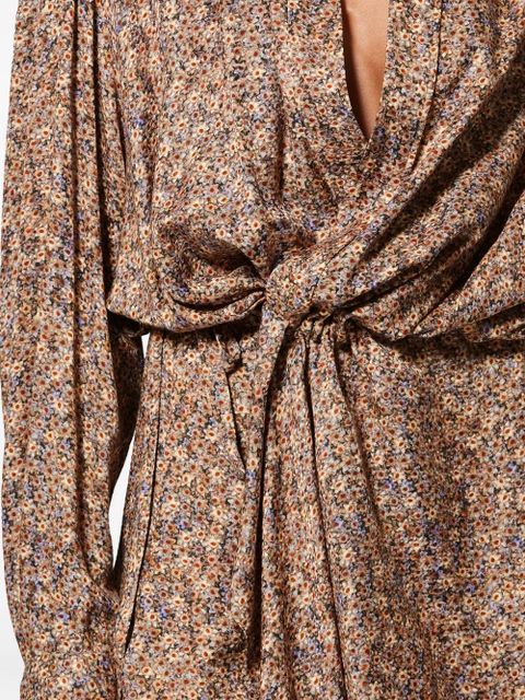 ISABEL MARANT Harmony floral tie mini dress - Brown