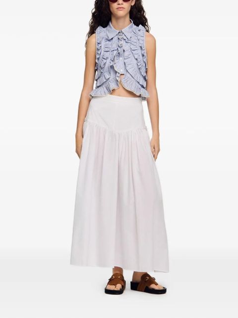 SANDRO tie-detail A-line maxi skirt - White - zdjęcie produktu nr 2