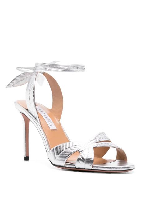 Aquazzura Leaf 105mm metallic sandals - Silver - zdjęcie produktu nr 2