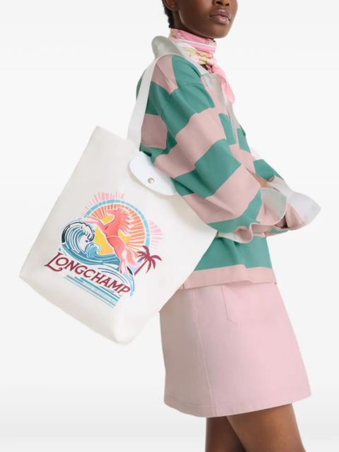 Longchamp M Le Pliage graphic-print tote bag - White - zdjęcie produktu nr 2