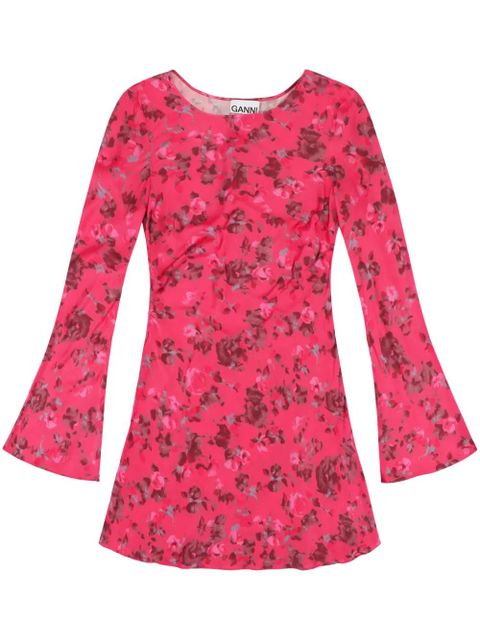 GANNI floral-print long-sleeve dress - Pink - zdjęcie produktu nr 1