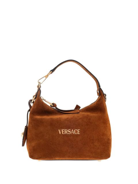 Versace logo-lettering suede tote bag - Brown - zdjęcie produktu nr 1