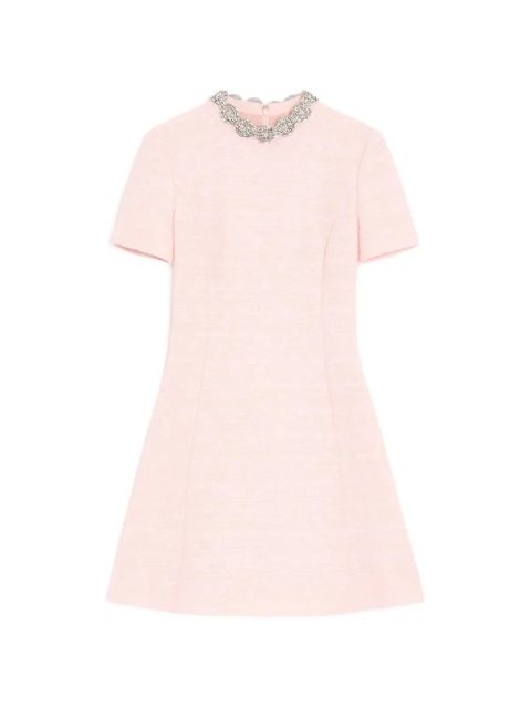 Valentino Garavani embroidered crinkle cotton tweed short dress - Pink - zdjęcie produktu nr 1