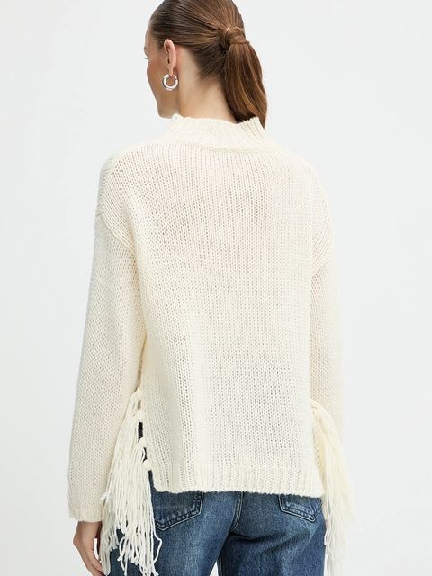 Marella sweter z dodatkiem wełny Emme by Marella damski kolor beżowy ciepły z półgolfem 2525366082200