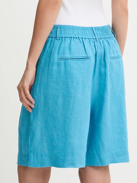 United Colors of Benetton szorty lniane kolor niebieski gładkie high waist 4AGHD901V - zdjęcie produktu nr 2