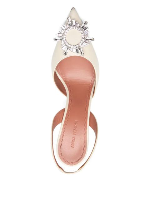 Amina Muaddi 95mm Begum crystal-embellished slingback pumps - Neutrals