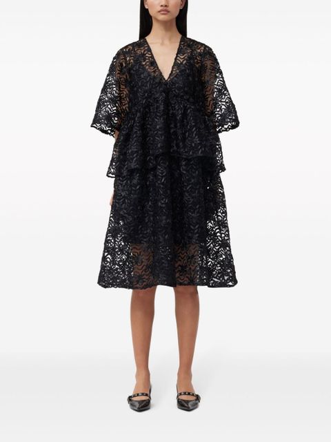 GANNI bow-pattern tulle minidress - Black