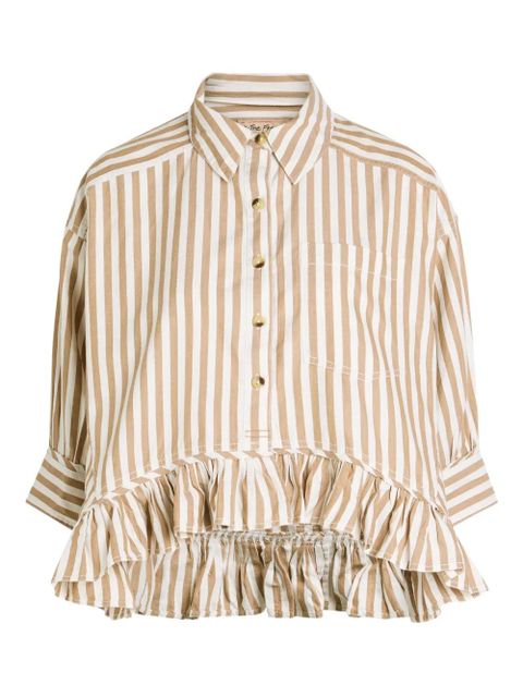Free People Bailey ruffled striped shirt - Brown - zdjęcie produktu nr 2