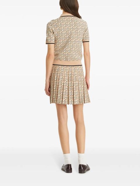 Tory Burch monogram jacquard polo top - Neutrals