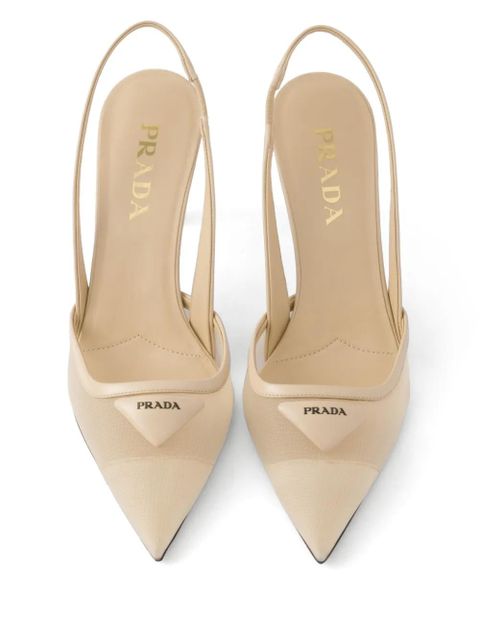 Prada 75mm mesh slingback pumps - Neutrals