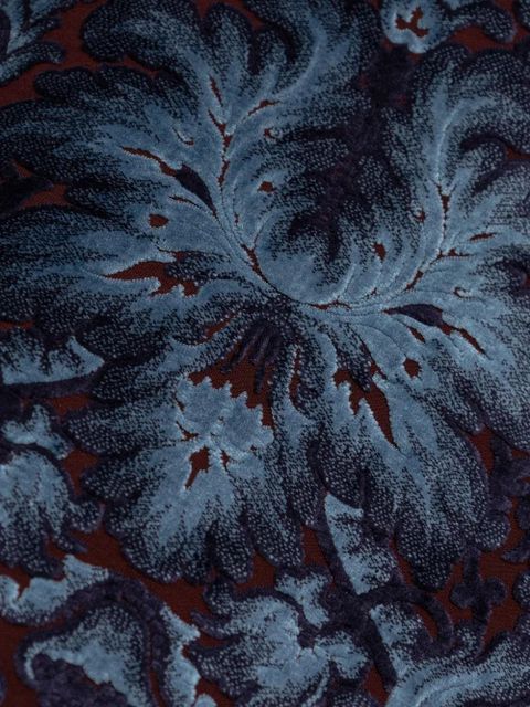 ETRO damask-pattern velvet midi skirt - Blue