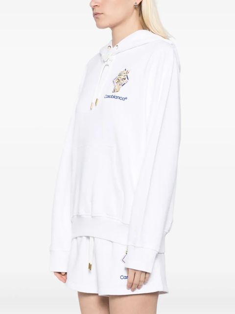 Casablanca embroidered logo hoodie - White