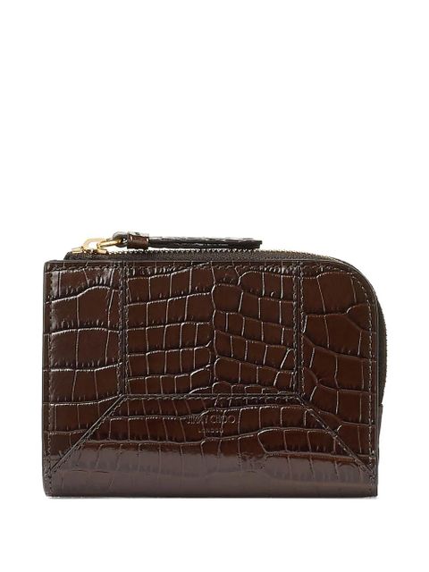 Jimmy Choo crocodile-effect zip wallet - Brown