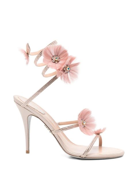 René Caovilla Jolene embellished-flowers heeled sandals - Neutrals - zdjęcie produktu nr 1