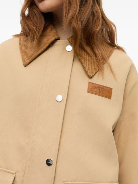 GANNI corduroy-collar utility jacket - Neutrals