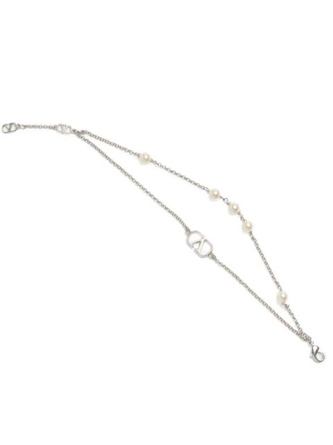 Valentino Garavani VLogo Signature double-chain bracelet - Silver - zdjęcie produktu nr 2